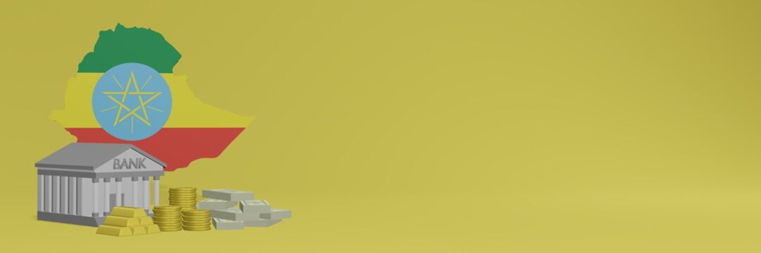 Bank with gold coins in ethiopia
for social media tv and website background covers can be used to display data or infographics in 3d rendering.