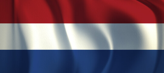 3D rendering of the wave Netherlands flag.