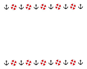 イカリと浮き輪のイラストフレーム