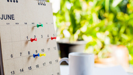 Calendar and scheduled appointments with pins.