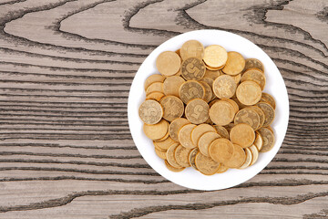 A plate of coins