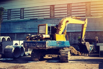 excavator on construction site
