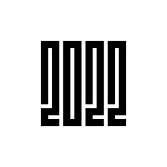 Happy new year 2022 text design, the year 2022 illustration, square shape typography - Vector