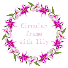 Lily flower round frame