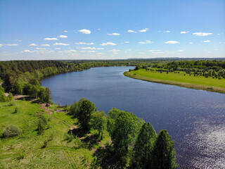 Fototapeta na wymiar Aerial view of Lake Kholunovo (Kirov, Russia)