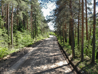 Aerial view of the road to Sidorovka (Kirov, Russia)