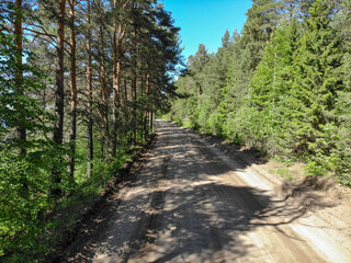 Aerial view of the road to Sidorovka (Kirov, Russia)