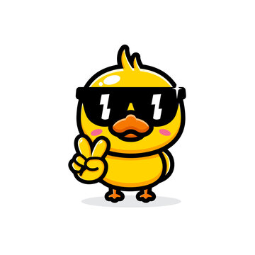 cute and cool duck animal cartoon character design wearing sunglasses Stock  Vector | Adobe Stock