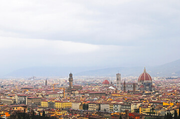 Fototapeta na wymiar skyline of city Florence in rainy day