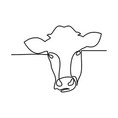 Line drawing of cow's head on white background. Templates for your designs. Vector illustration.