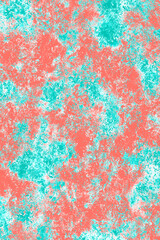 The structure of blurred spots, ink, clouds and a set of wooden textures. Strokes of watercolor paints in pantone 3262 and pantone 16-1546 on a white background.