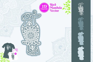 Bird Mandala SVG 3D Layered