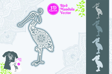 Bird Mandala SVG 3D Layered