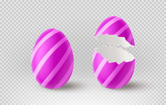 Easter Painted Eggs Cracked PNG (Isolated-Objects)