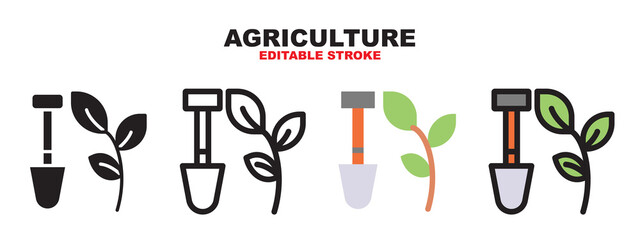 Agriculture icon set with different styles. Editable stroke and pixel perfect. Can be used for web, mobile, ui and more.