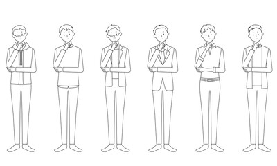 Illustration set of a men inclining his head to one side (white background, vector, cut out)