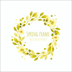 Obraz na płótnie Canvas Spring floral watercolor frame wreath