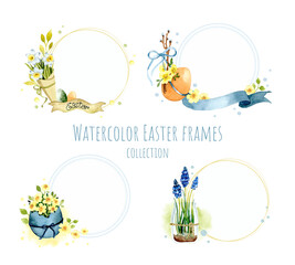 Watercolor Easter frames collection