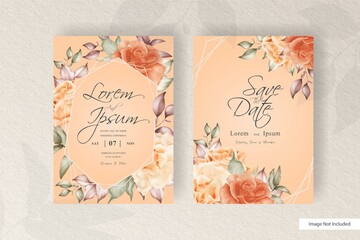Elegant Floral  with geometrical frame wedding invitation card template design