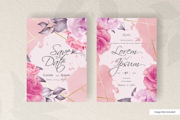 Elegant Floral  with geometrical frame wedding invitation card template design