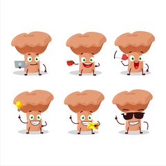 Niscalo cartoon character with various types of business emoticons