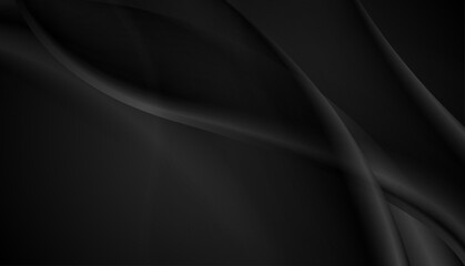 Abstract black smooth blurred waves elegant vector background