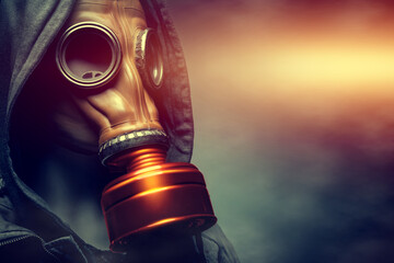 Male in gas mask.
