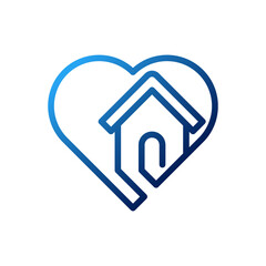 Home with heart shape Logo Icon Vector design illustration. Home with Love logo icon design concept vector template. Trendy House with heart shape icon design for website, symbol, logo, sign, app, UI