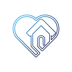Home with heart shape Logo Icon Vector design illustration. Home with Love logo icon design concept vector template. Trendy House with heart shape icon design for website, symbol, logo, sign, app, UI
