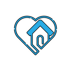 Home with heart shape Logo Icon Vector design illustration. Home with Love logo icon design concept vector template. Trendy House with heart shape icon design for website, symbol, logo, sign, app, UI