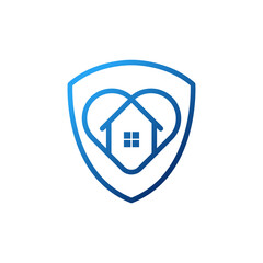 Obraz premium Stay at Home Logo Icon Vector design illustration. Home with Love icon design concept. Home with heart shape icons shows messages 