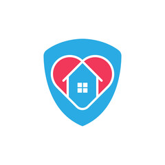 Stay at Home Logo Icon Vector design illustration. Home with Love icon design concept. Home with heart shape icons shows messages 