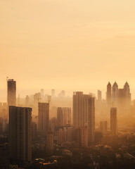 Hazy winter sunset in Mumbai.