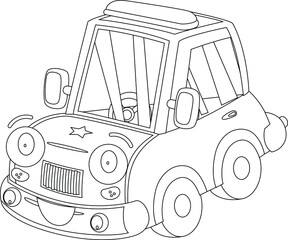 funny vector car. coloring page. illustration for children