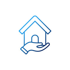 Home with Hand Logo icon vector design illustration. Home with Hand Logo icon design concept for Home, Real Estate, Building, Apartment, construction and architecture business.