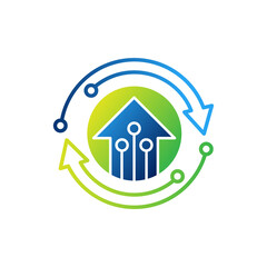 Smart Home Connection Icon Logo Vector design illustration. Smart home logo icon with wireless connection concept. Trendy Smart House vector icon flat design for website, symbol, logo, sign, app, UI