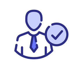 check profile user single isolated icon with dash or dashed line style