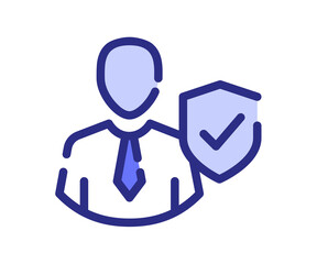 shield secure profile single isolated icon with dash or dashed line style