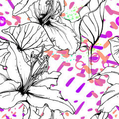 Fototapeta premium Artistic Floral Seamless Pattern. Vector print