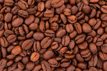 Coffee beans texture. The toasted fragrant grain