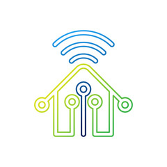 Smart Home Connection Icon Logo Vector design illustration. Smart home logo icon with wireless connection concept. Trendy Smart House vector icon flat design for website, symbol, logo, sign, app, UI