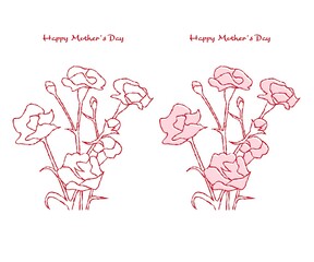 母の日 カーネーション 線画 イラスト素材