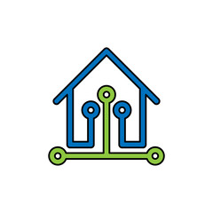 Smart Home Connection Icon Logo Vector design illustration. Smart home logo icon with wireless connection concept. Trendy Smart House vector icon flat design for website, symbol, logo, sign, app, UI