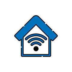 Smart Home Connection Icon Logo Vector design illustration. Smart home logo icon with wireless connection concept. Trendy Smart House vector icon flat design for website, symbol, logo, sign, app, UI
