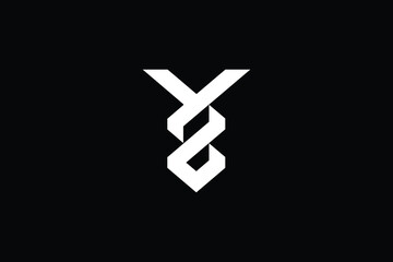 Obraz premium YZ logo letter design on luxury background. ZY logo monogram initials letter concept. YZ icon logo design. ZY elegant and Professional letter icon design on black background. Y Z ZY YZ
