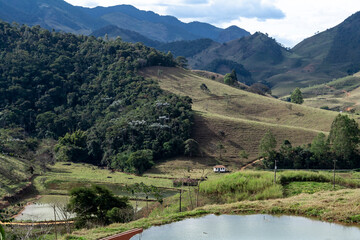 Rural landscape in the mountains of the state of Minas Gerais in Brazil