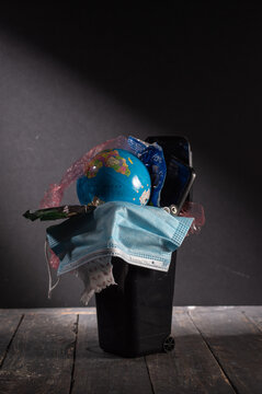 Environmental pollution. Earth Day. Save yourself from pollution.