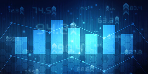 2d rendering Stock market online business concept. business Graph 
