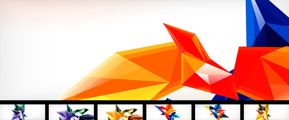 Colorful crystals abstract background collection. Trendy layout templates for business or technology presentation, internet poster or web brochure cover, wallpaper