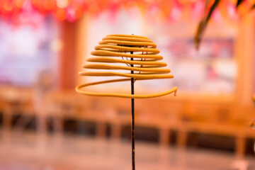 circular incenses in Chinese Temple, Soft & Dreamy Effect, Low Clarity for background